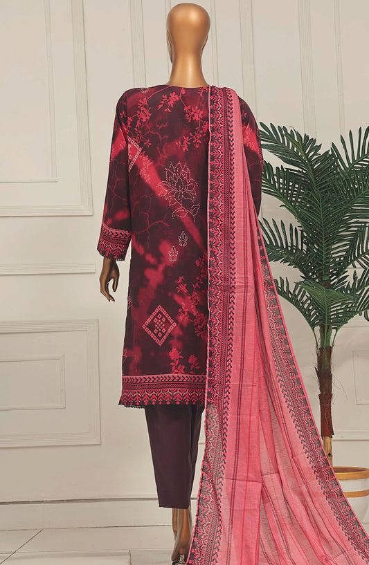 Asasa by HZ Textile Embroidered Lawn Unstitched 3 Piece Suit - AEL-258 - HZ25ASSL - Maroon - Summer Collection
