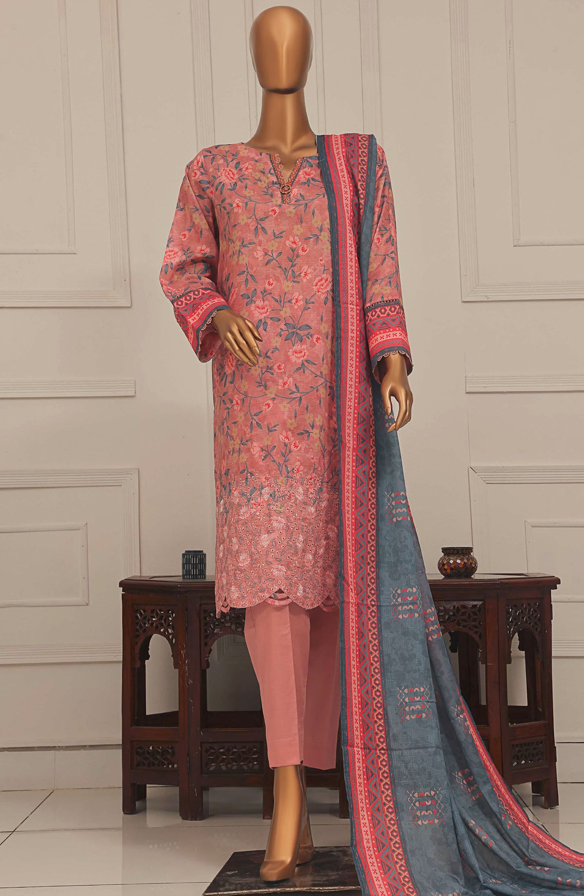Asasa by HZ Textile Embroidered Lawn Unstitched 3 Piece Suit - AEL-261 - HZ25ASSL - Pink - Summer Collection