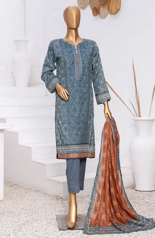 HZ RTW AASHKAAR Embroidered Lawn Collection Vol 05 - AEL-402-GREYISH BLUE
