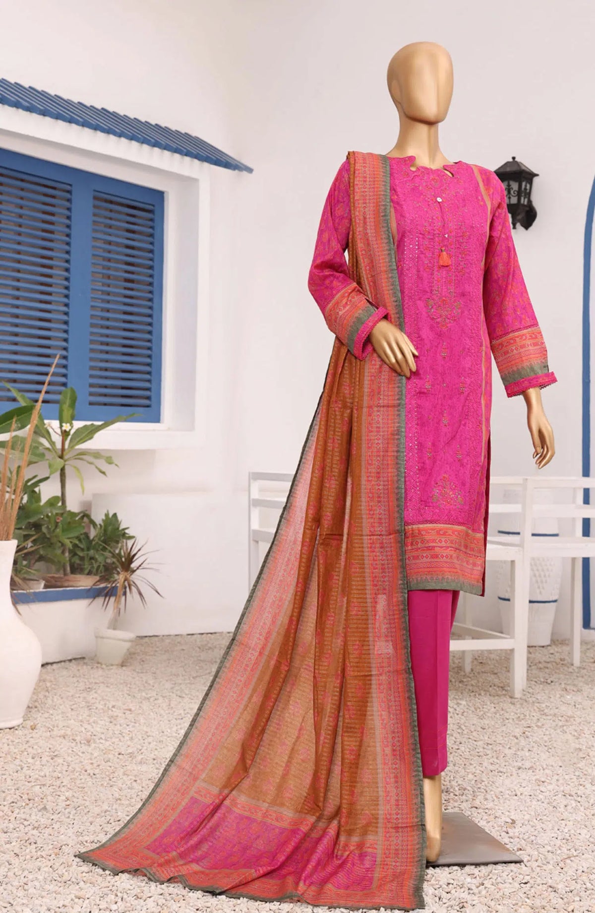 HZ RTW AASHKAAR Embroidered Lawn Collection Vol 05 - AEL-403-SHOCKING PINK