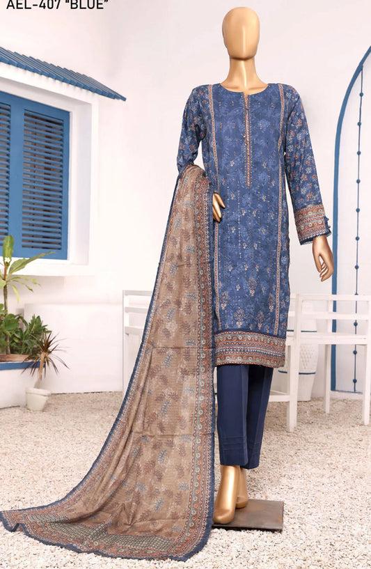 HZ RTW AASHKAAR Embroidered Lawn Collection Vol 05 - AEL-407-BLUE
