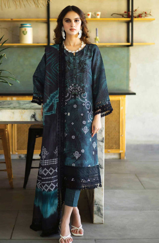 Aafreen by Riaz Arts Embroidered Lawn Unstitched 3 Piece - AF-161 - RA25PE - Blue - Summer Collection