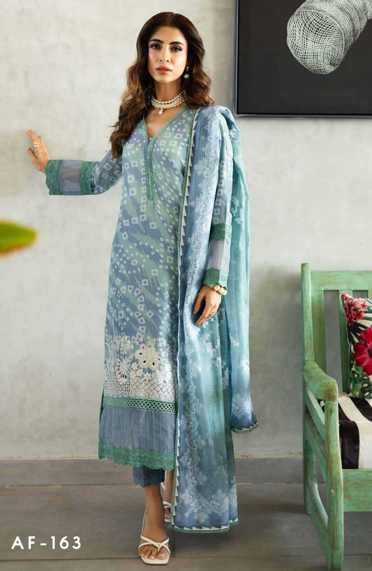 Aafreen by Riaz Arts Embroidered Lawn Unstitched 3 Piece - AF-163 - RA25PE - Blue - Summer Collection