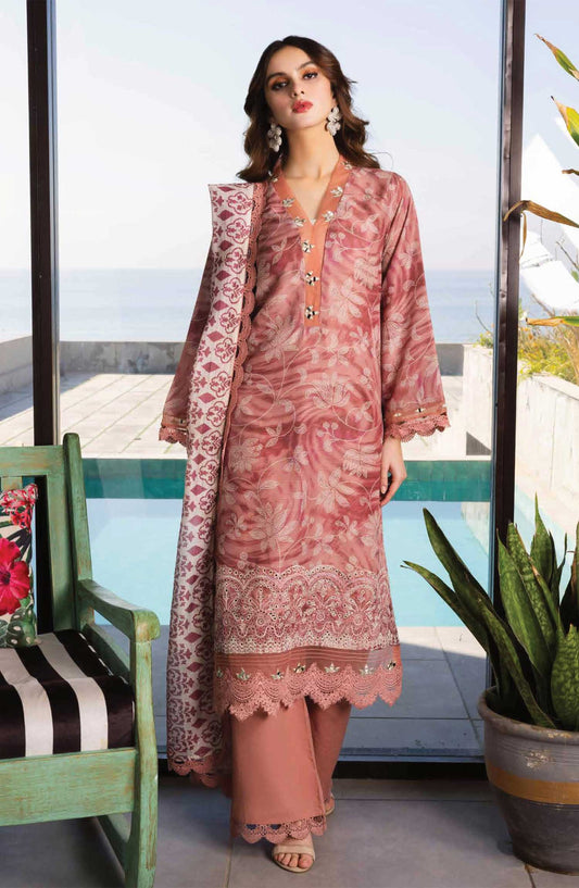 Aafreen by Riaz Arts Embroidered Lawn Unstitched 3 Piece - AF-164 - RA25PE - Light Pink - Summer Collection