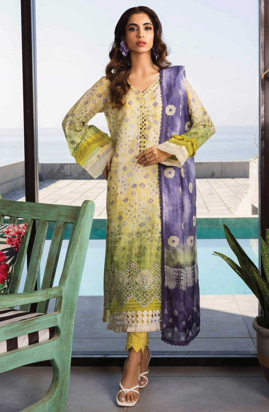 Aafreen by Riaz Arts Embroidered Lawn Unstitched 3 Piece - AF-165 - RA25PE - Creamy Yellow - Summer Collection