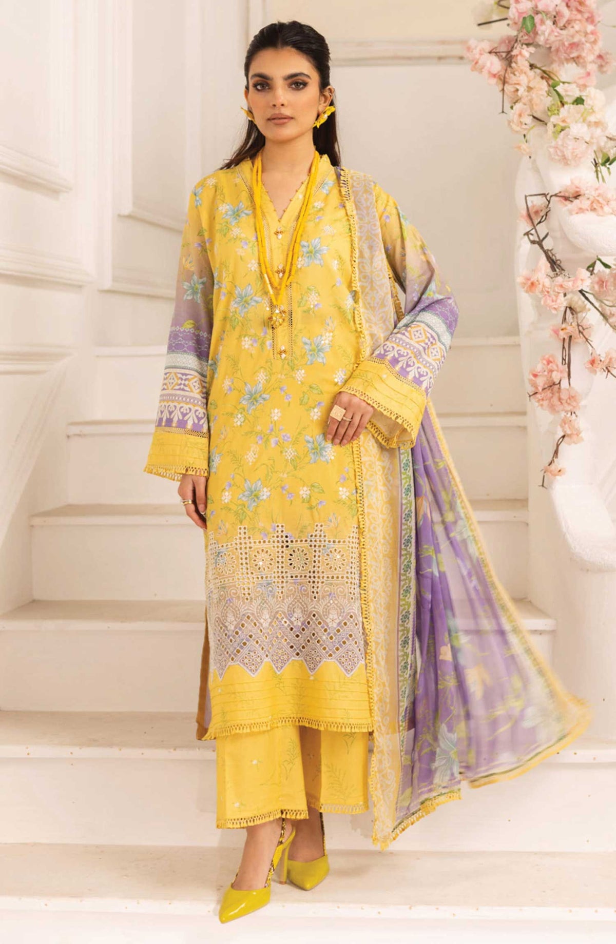 Aafreen by Riaz Arts Chikankari Lawn Unstitched 3 Piece - AF-178 - RA25AC - Yellow - Summer Collection