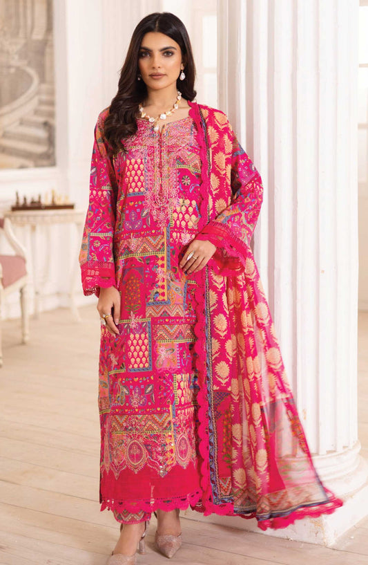 Aafreen by Riaz Arts Embroidered Lawn Unstitched 3 Piece Suit - AF-189 - RA25ALC - Hot Pink - Summer Collection
