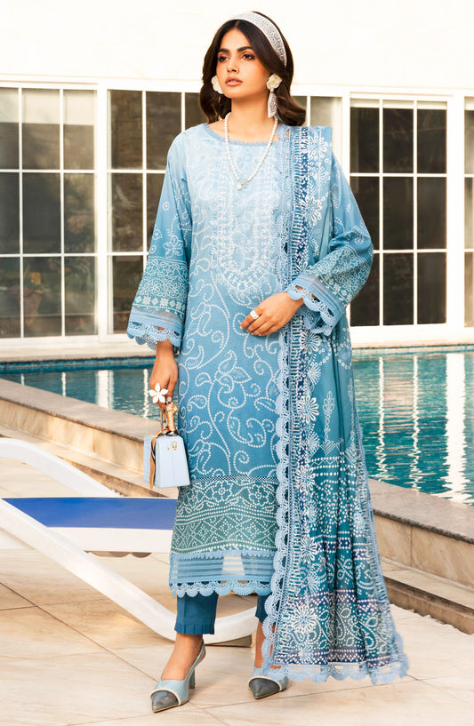 Aafreen Chunnri by Riaz Arts Embroidered Lawn Unstitched 3 Piece Suit - AF-197 - RA25ACL - Blue - Summer Collection