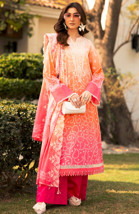 Aafreen Chunnri by Riaz Arts Embroidered Lawn Unstitched 3 Piece Suit - AF-198 - RA25ACL - Pink - Summer Collection