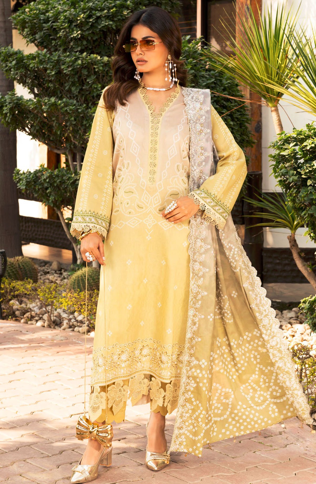 Aafreen Chunnri by Riaz Arts Embroidered Lawn Unstitched 3 Piece Suit - AF-199 - RA25ACL - Yellow - Summer Collection