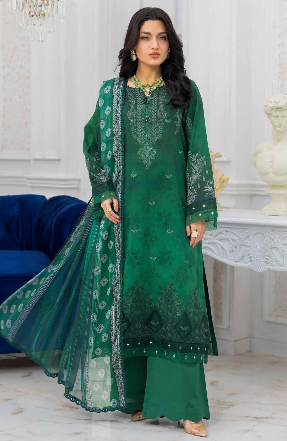Aafreen by Riaz Arts Embroidered Lawn Unstitched 3 Piece Suit - AF-211 - RA25AELCT - Green - Summer Collection