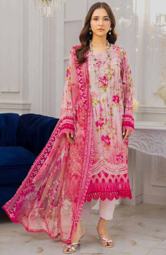 Aafreen by Riaz Arts Embroidered Lawn Unstitched 3 Piece Suit - AF-213 - RA25AELCT - Pink - Summer Collection