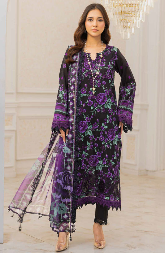 Aafreen by Riaz Arts Embroidered Lawn Unstitched 3 Piece Suit - AF-217 - RA25AELCT - Black - Summer Collection