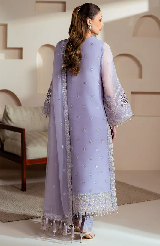 Aymal by Alizeh Embroidered Organza Unstitched 3 Piece Suit - AF-BHM-4041-Marine - ALZ25AYM - Purple - Festive Collection