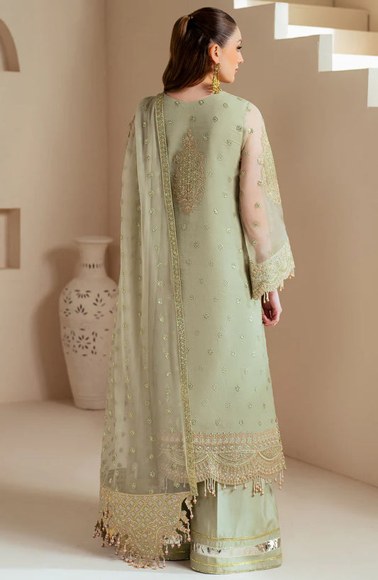 Aymal by Alizeh Embroidered Organza Unstitched 3 Piece Suit - AF-BHM-4042-Alish - ALZ25AYM - Green - Festive Collection