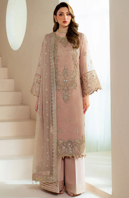 Aymal by Alizeh Embroidered Organza Unstitched 3 Piece Suit - AF-BHM-4043-Jade - ALZ25AYM - Pink - Festive Collection