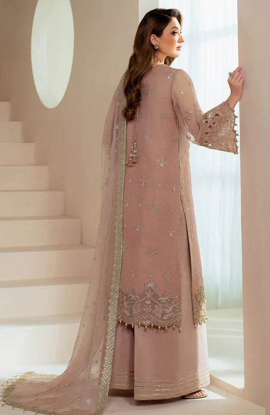Aymal by Alizeh Embroidered Organza Unstitched 3 Piece Suit - AF-BHM-4043-Jade - ALZ25AYM - Pink - Festive Collection