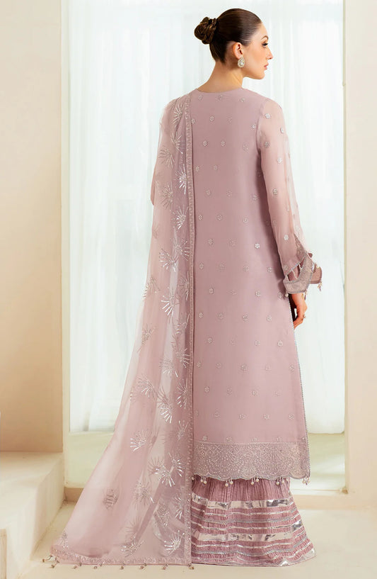 Aymal by Alizeh Embroidered Organza Unstitched 3 Piece Suit - AF-BHM-4045-Sira - ALZ25AYM - Purple - Festive Collection