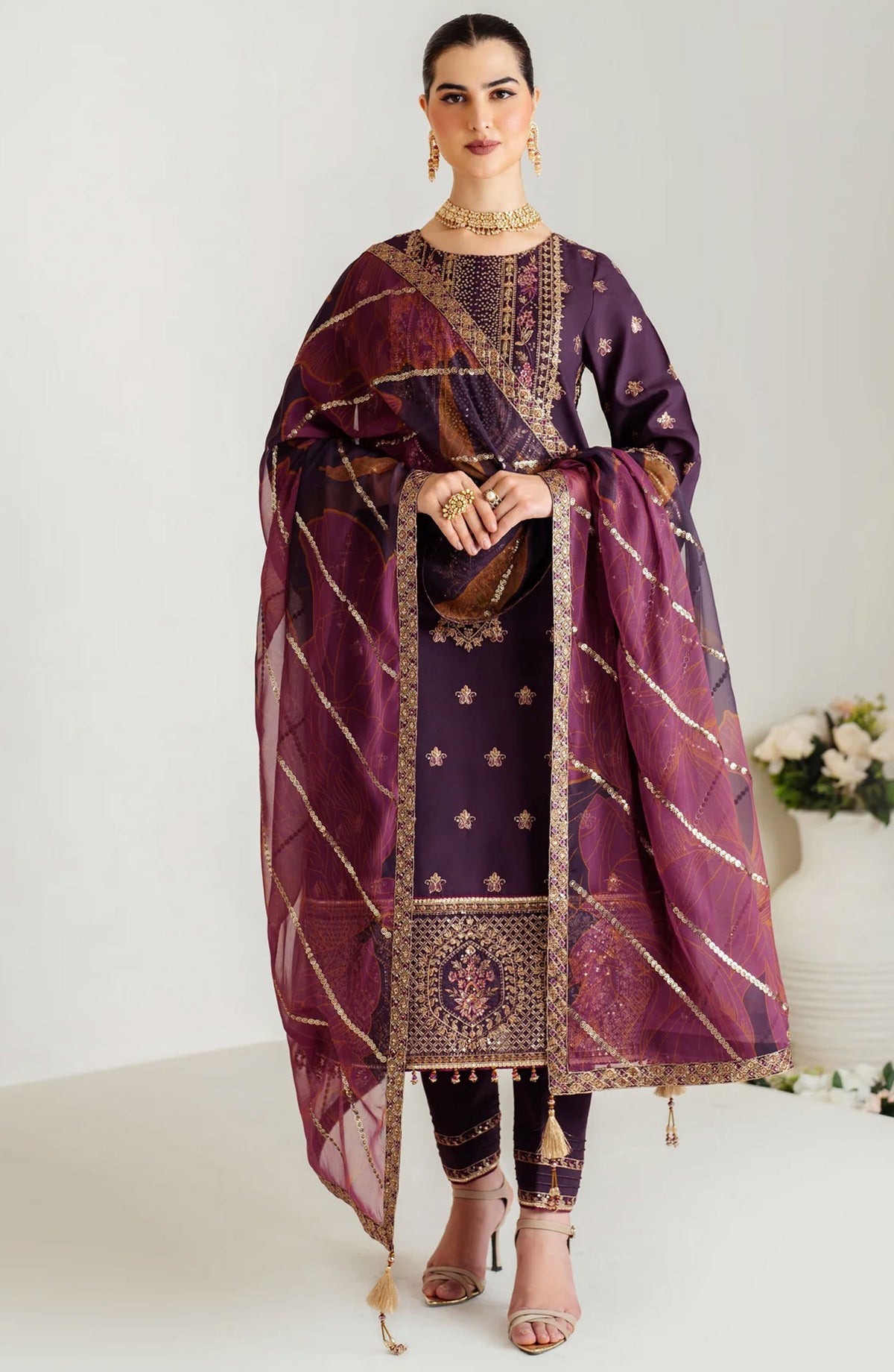 Alizeh Luxe Raw Silk Unstitched Collection 2024 - AF-RS-05-Scarlet