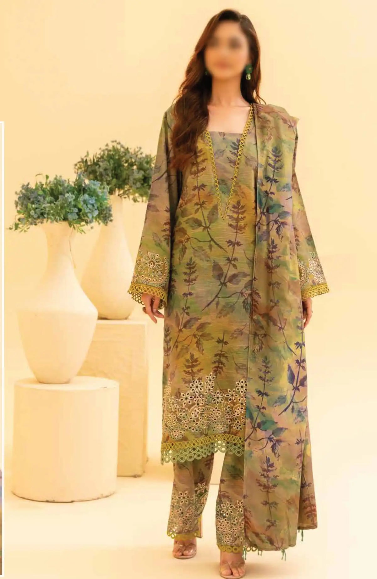 Afreen Embroidered Chikankari Khaddar Collection With Wool Shawl - AF 141