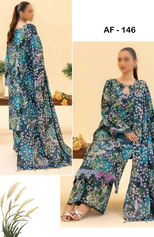 Afreen Embroidered Chikankari Khaddar Collection With Wool Shawl - AF 146