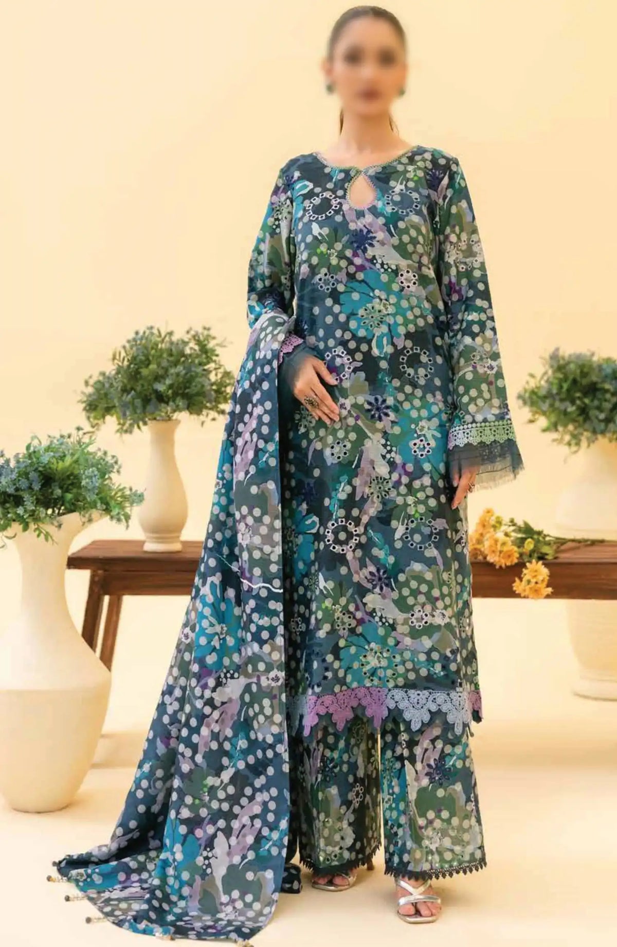Afreen Embroidered Chikankari Khaddar Collection With Wool Shawl - AF 146