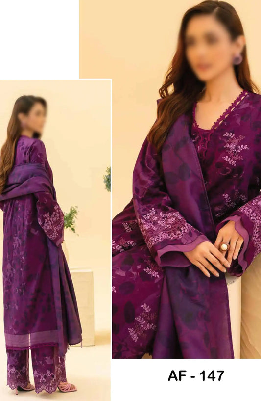 Afreen Embroidered Chikankari Khaddar Collection With Wool Shawl - AF 147
