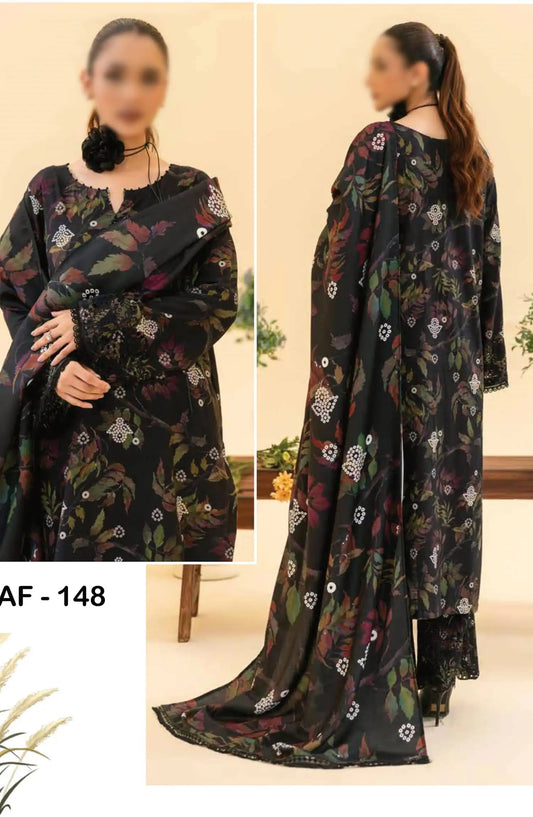 Afreen Embroidered Chikankari Khaddar Collection With Wool Shawl - AF 148