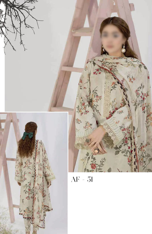 Aafreen Chikankari Printed Lawn Collection 2024 - AF 51