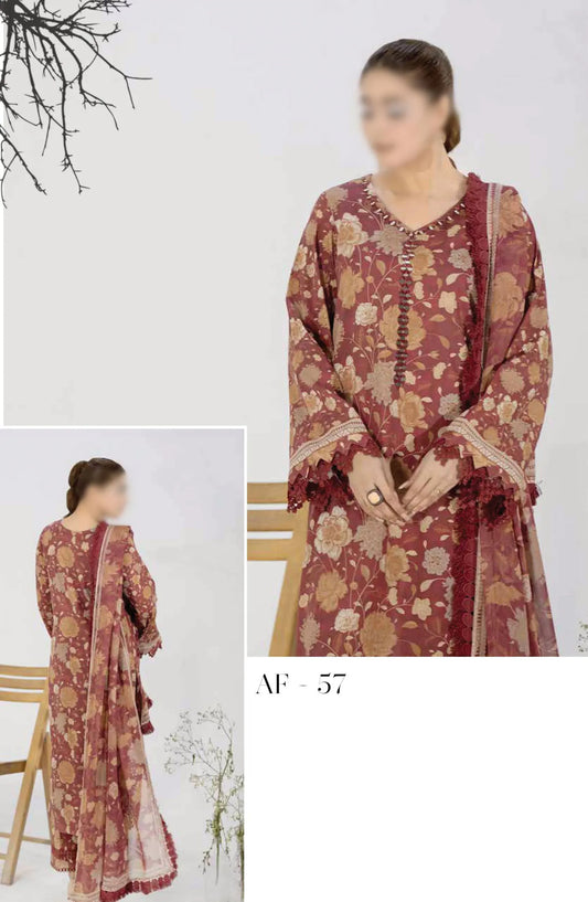 Aafreen Chikankari Printed Lawn Collection 2024 - AF 57