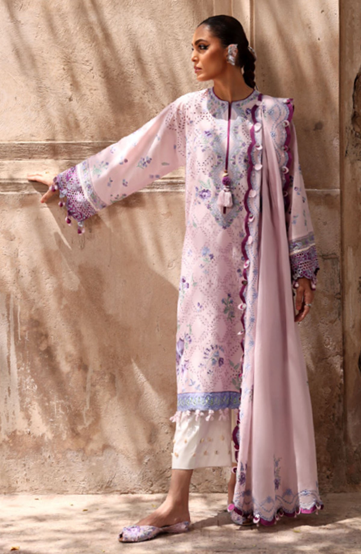 Elan Embroidered Lawn Unstitched 3 Piece Suit - D-12 B - EL25ULL - Purple - Summer Collection