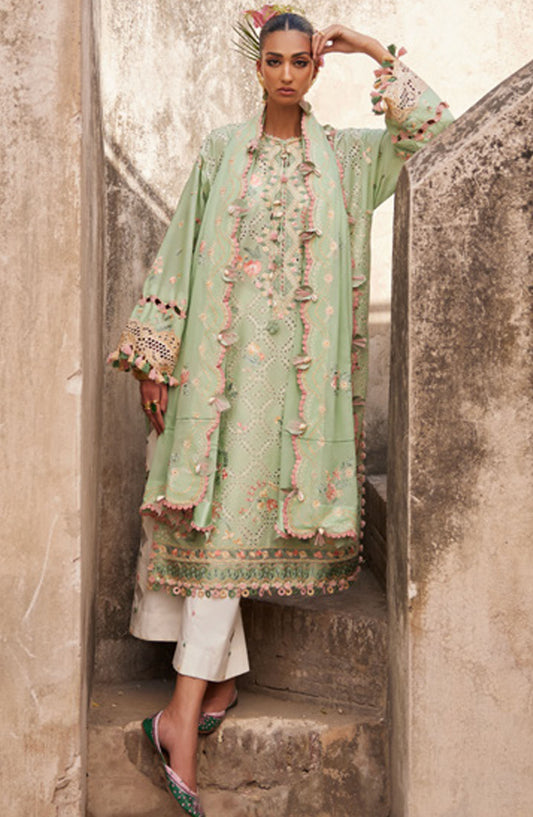 Elan Embroidered Lawn Unstitched 3 Piece Suit - D-12 A - EL25ULL - Green - Summer Collection