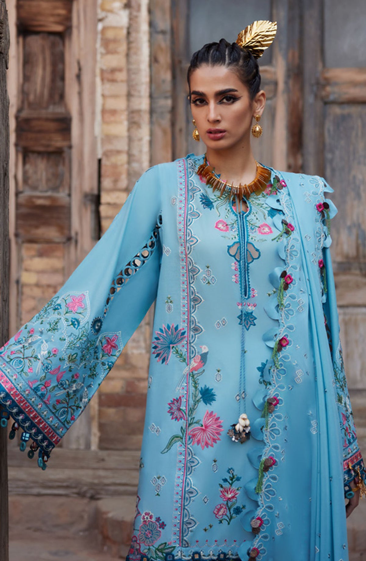 Elan Embroidered Lawn Unstitched 3 Piece Suit - D-11 A - EL25ULL - Blue - Summer Collection
