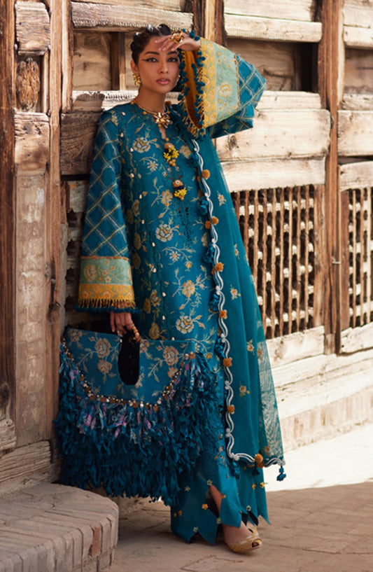 Elan Embroidered Lawn Unstitched 3 Piece Suit - D-10 A - EL25ULL - Blue - Summer Collection