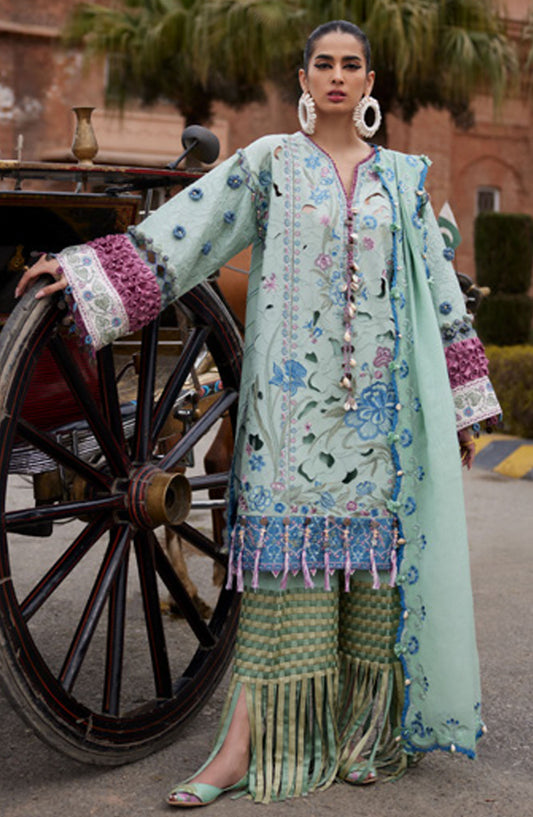 Elan Embroidered Lawn Unstitched 3 Piece Suit - D-09 B - EL25ULL - Green - Summer Collection