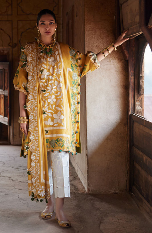 Elan Embroidered Lawn Unstitched 3 Piece Suit - D-08 B - EL25ULL - Yellow - Summer Collection