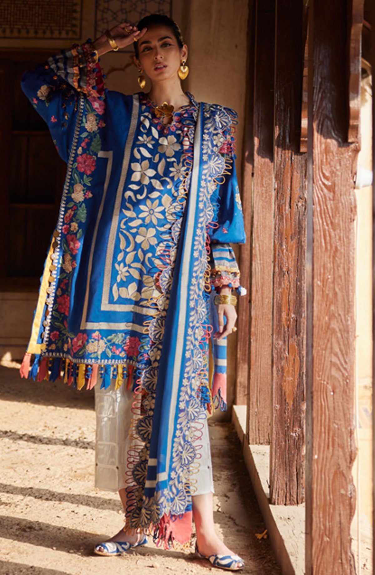 Elan Embroidered Lawn Unstitched 3 Piece Suit - D-08 A - EL25ULL - Blue - Summer Collection