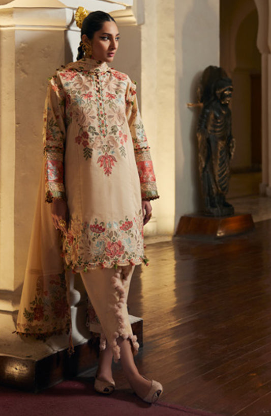 Elan Embroidered Lawn Unstitched 3 Piece Suit - D-07 B - EL25ULL - Beige - Summer Collection