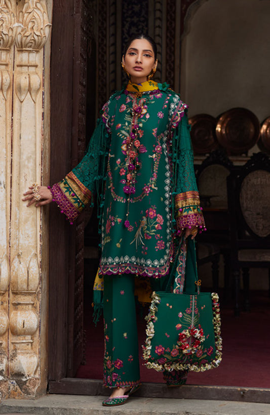 Elan Embroidered Lawn Unstitched 3 Piece Suit - D-06 A - EL25ULL - Green - Summer Collection