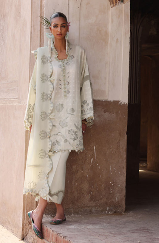 Elan Embroidered Lawn Unstitched 3 Piece Suit - D-05 A - EL25ULL - Green - Summer Collection