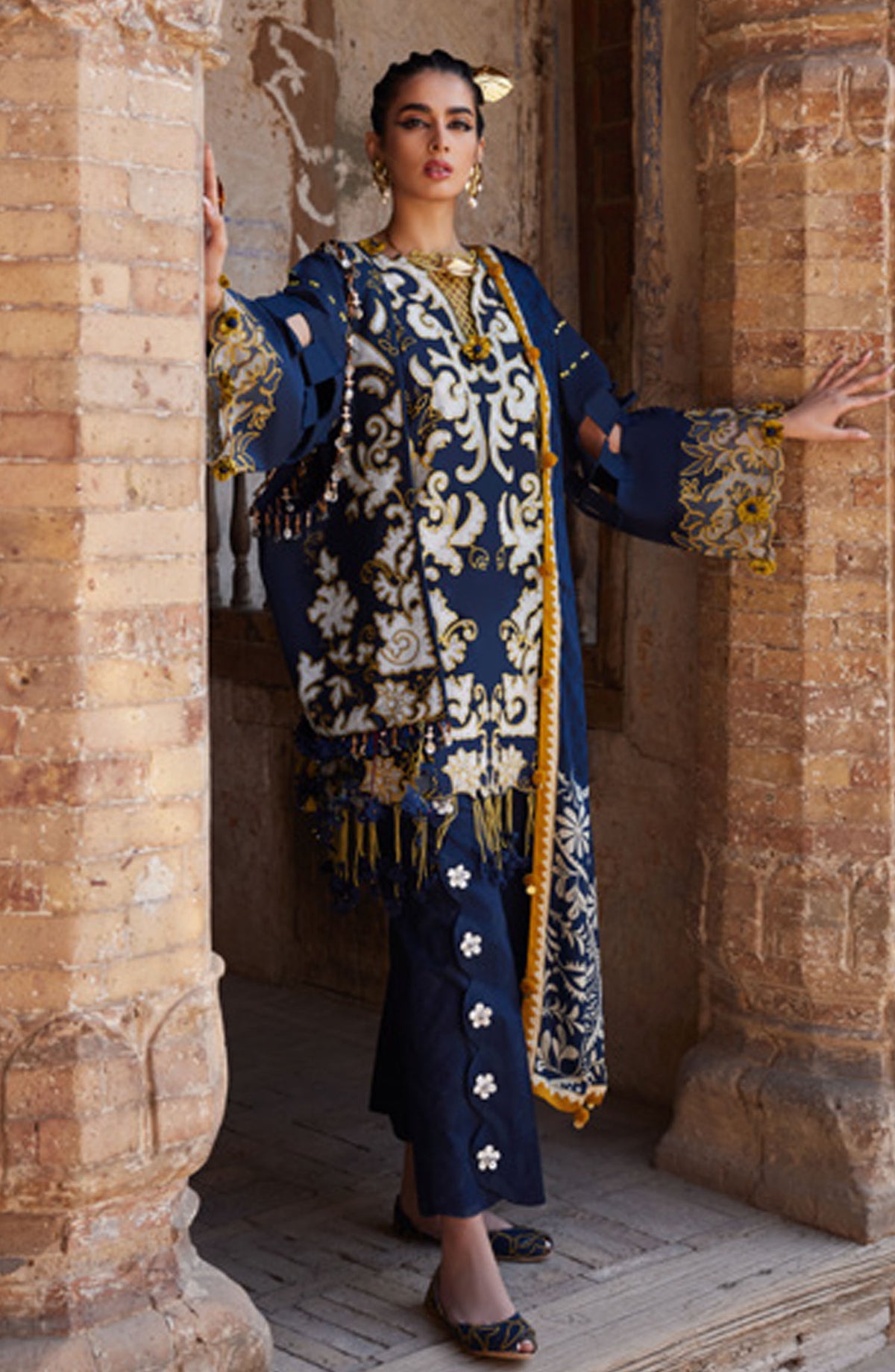 Elan Embroidered Lawn Unstitched 3 Piece Suit - D-03 B - EL25ULL - Blue - Summer Collection