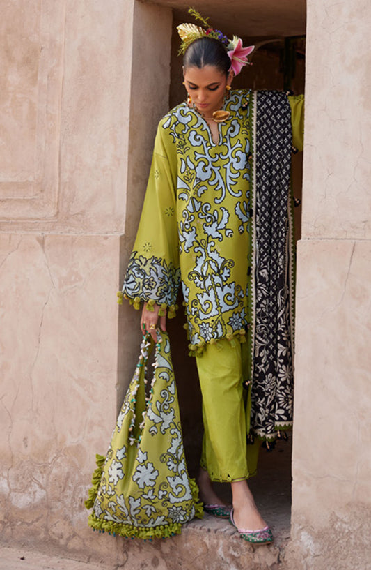 Elan Embroidered Lawn Unstitched 3 Piece Suit - D-03 A - EL25ULL - Green - Summer Collection