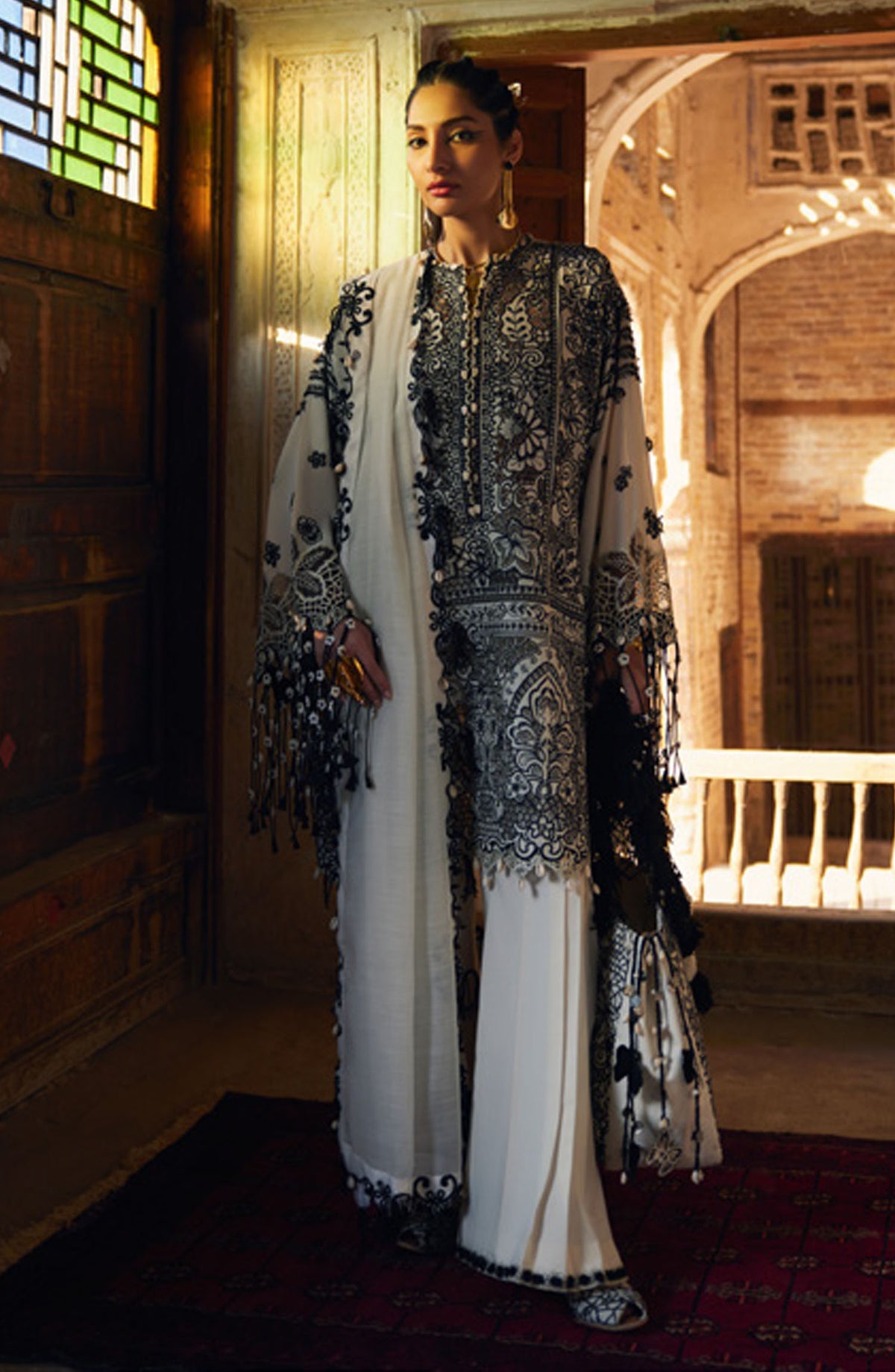Elan Embroidered Lawn Unstitched 3 Piece Suit - D-02 B - EL25ULL - Black - Summer Collection