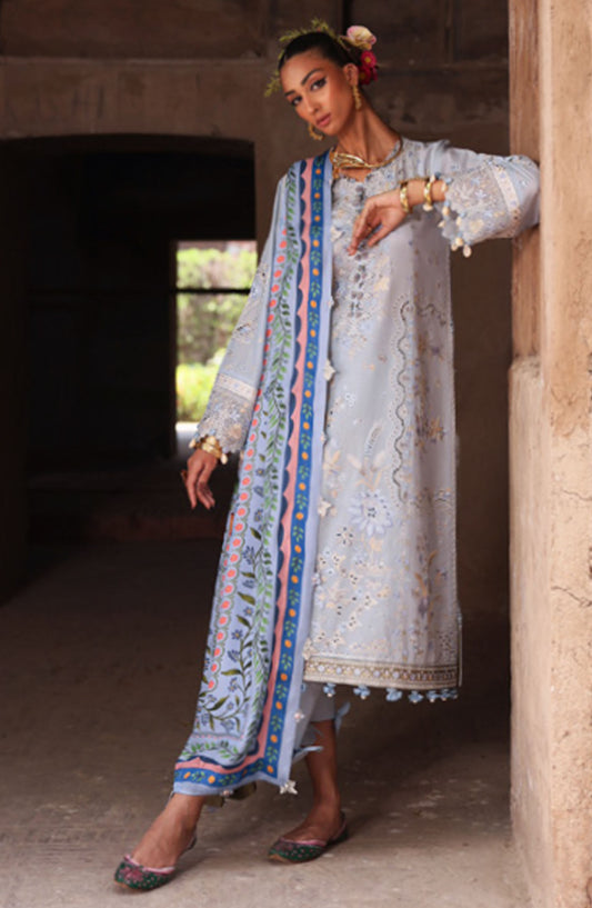 Elan Embroidered Lawn Unstitched 3 Piece Suit - D-01 B - EL25ULL - Blue - Summer Collection