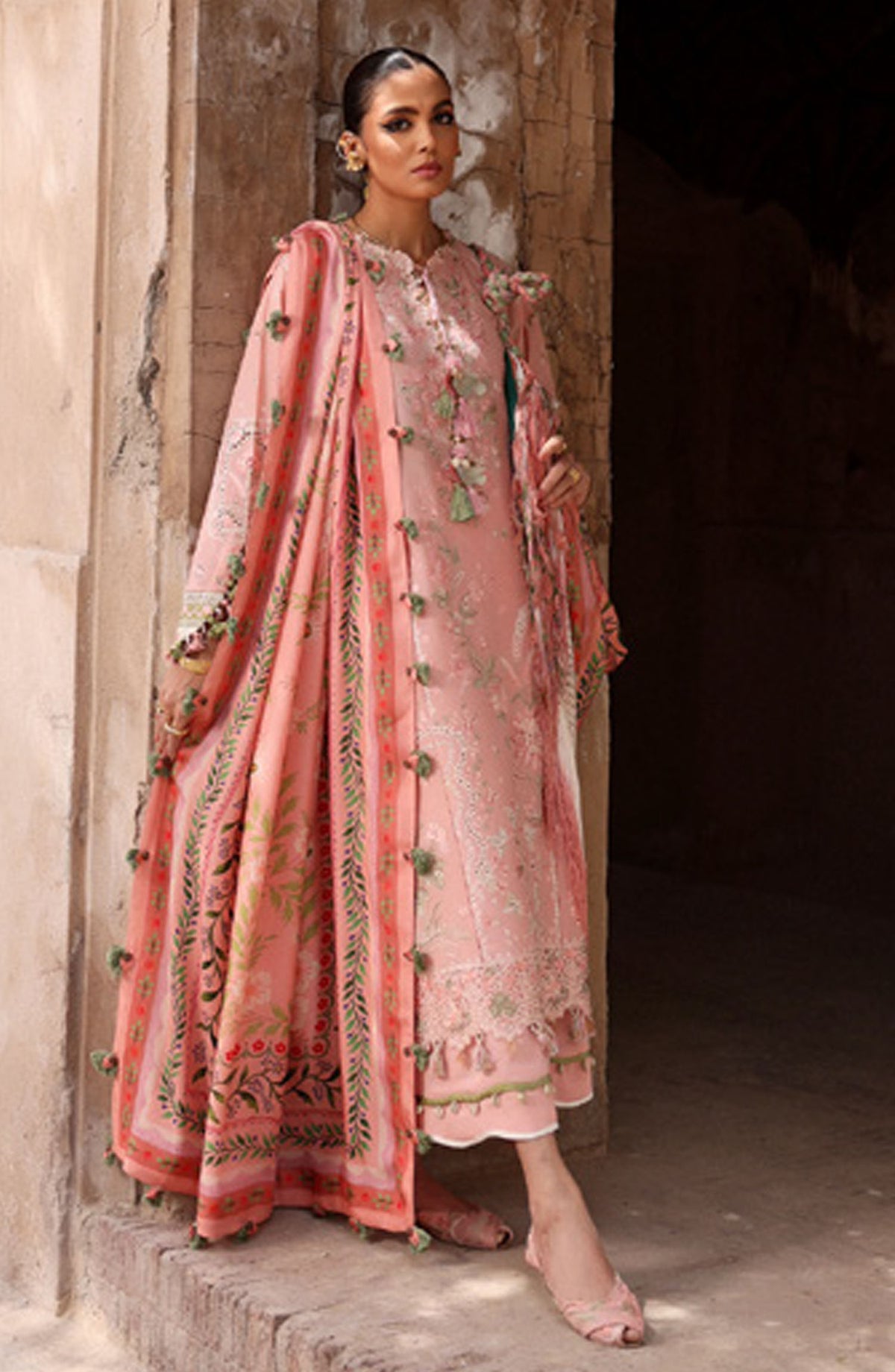 Elan Embroidered Lawn Unstitched 3 Piece Suit - D-01 A - EL25ULL - Pink - Summer Collection