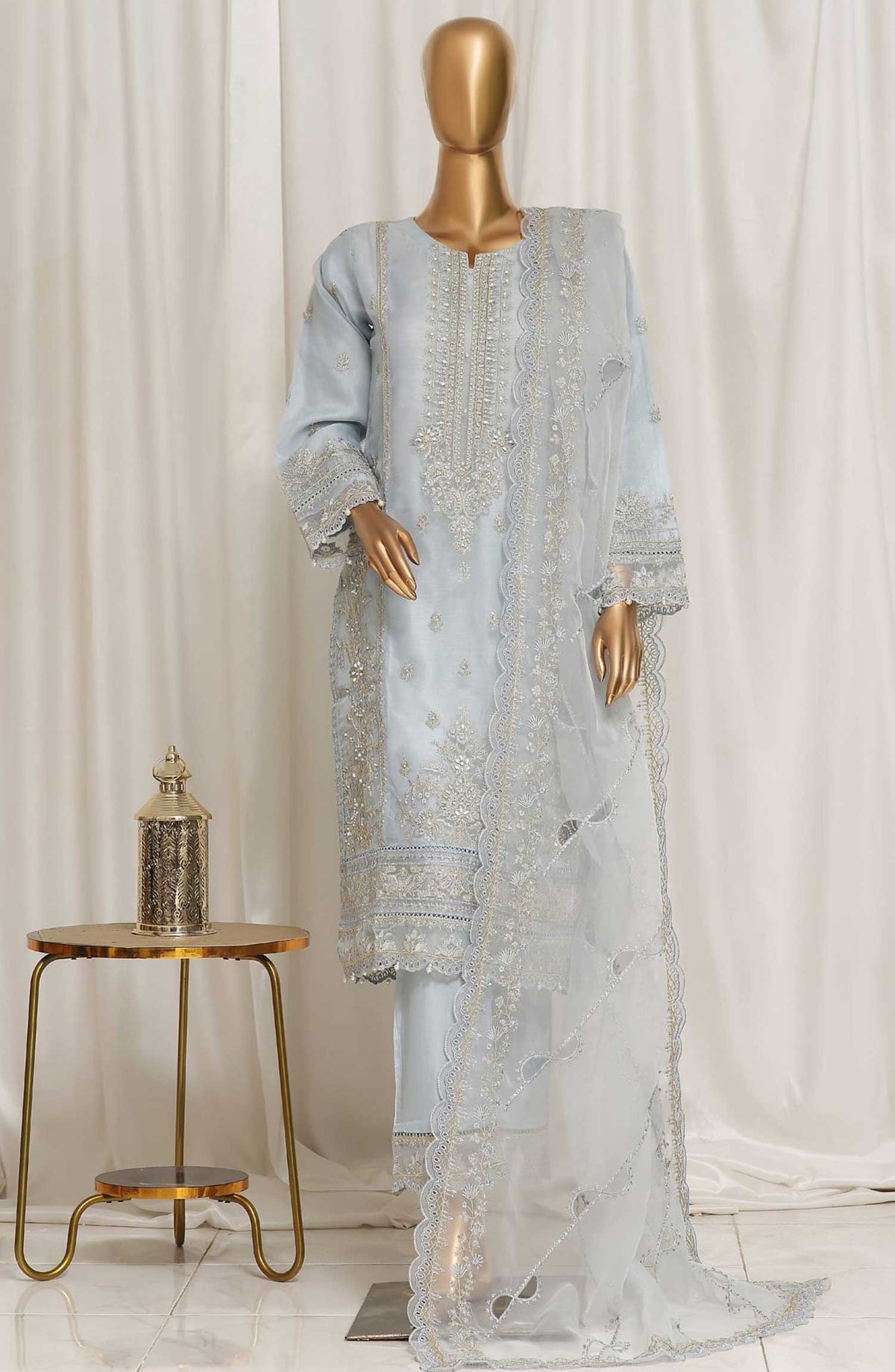 Sadabahar Embroidered Organza Suits Stitched 3 Piece AG 28 A Light Blue Festive Collection
