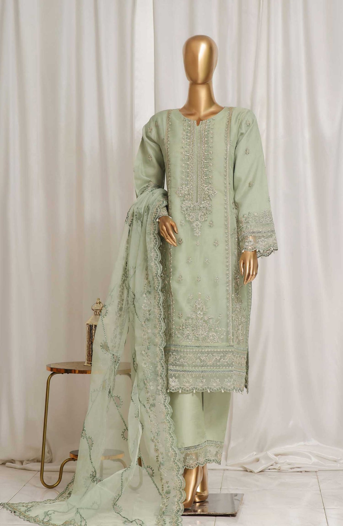Sadabahar Embroidered Organza Suits Stitched 3 Piece AG 28 B Green Festive Collection