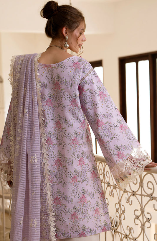 AJR Embroidered Lawn Unstitched 3 Piece Suit - AJR-PK-01 Pearl - AJR25PK - Purple - Summer Collection