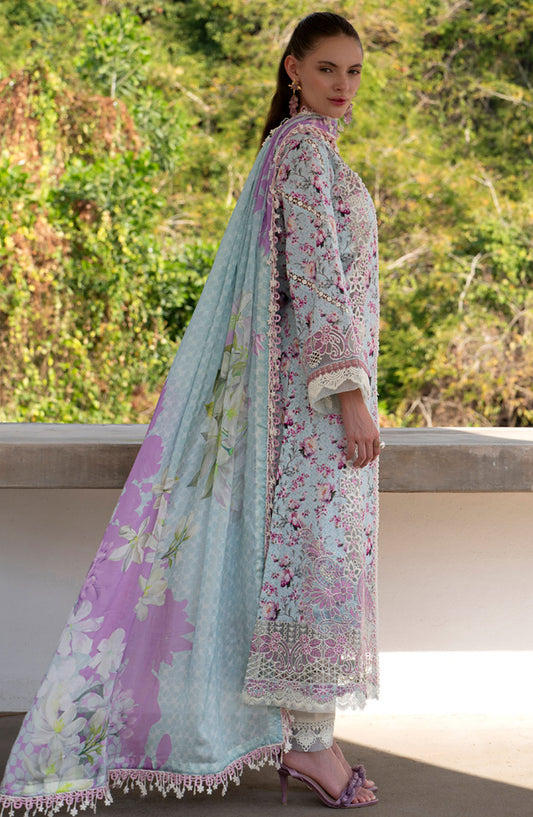 AJR Embroidered Lawn Unstitched 3 Piece Suit - AJR-PK-04 Charlotte - AJR25PK - Blue - Summer Collection