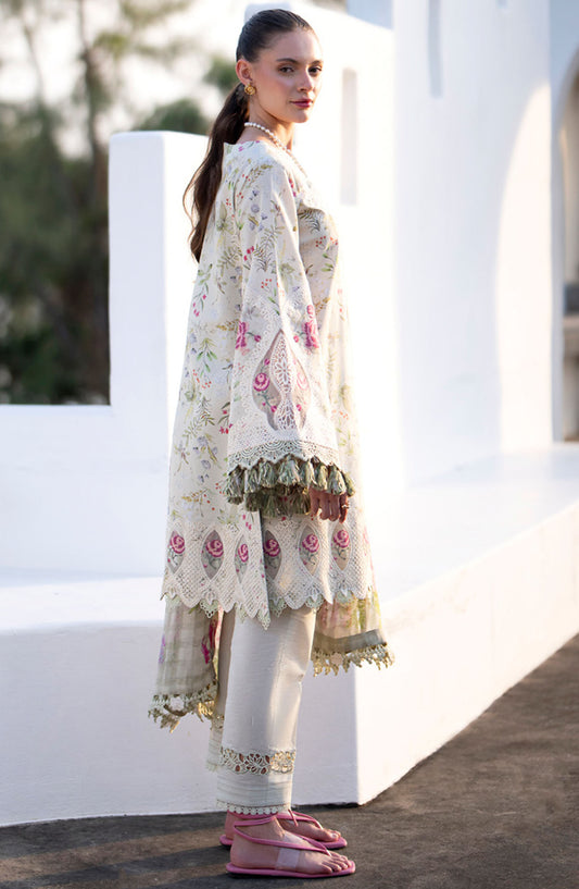 AJR Embroidered Lawn Unstitched 3 Piece Suit - AJR-PK-05 Alessia - AJR25PK - Off White - Summer Collection